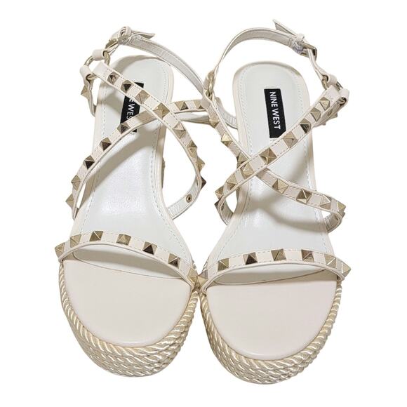 Nine West Women Platform Sandals Harte Wedge US 8M Ivory White - Picture 4 of 7
